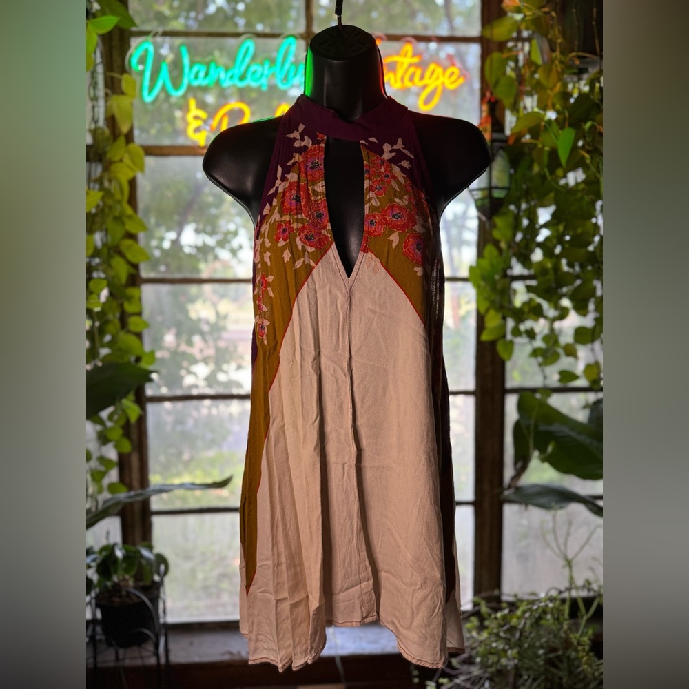 Free People Floral Halter Tunic with Keyhole